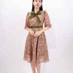 Đầm Hoa Cổ Thắt Nơ